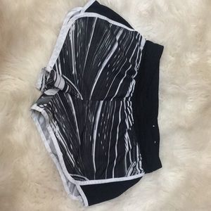Black and white running shorts